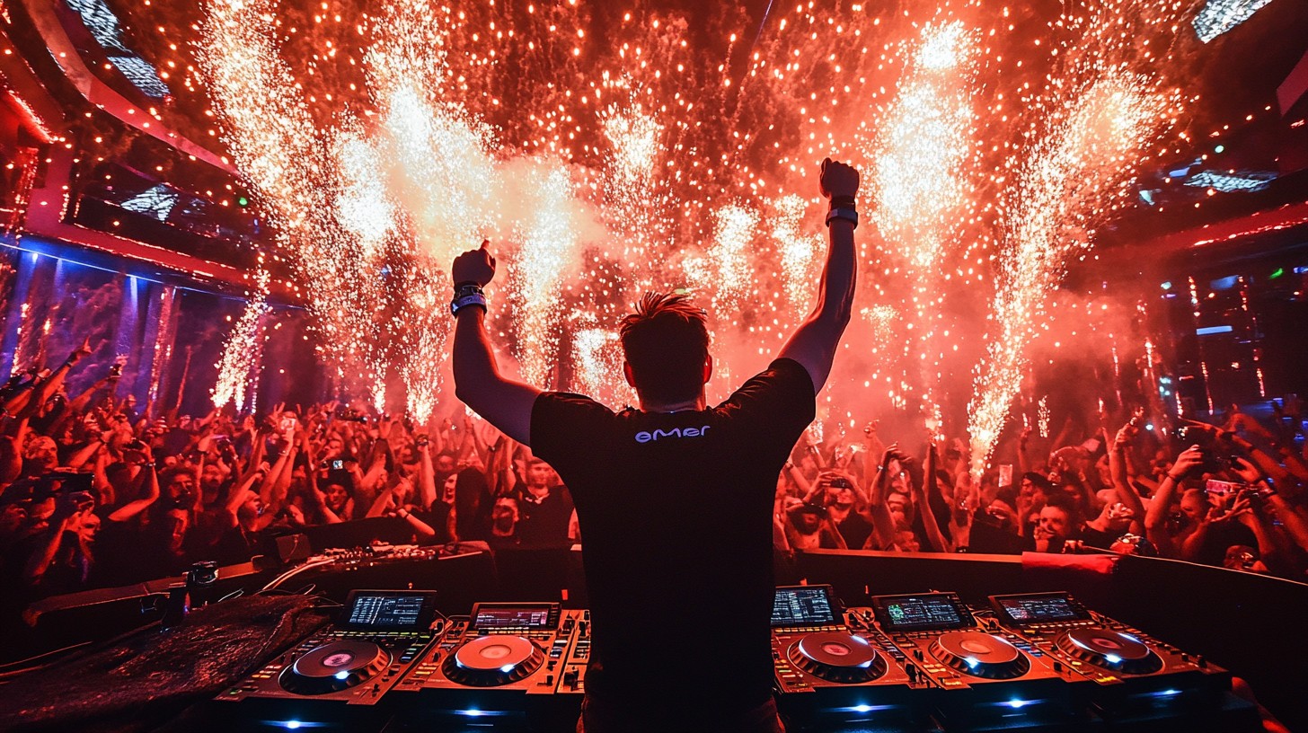 Festival crowd at a live DJ performance